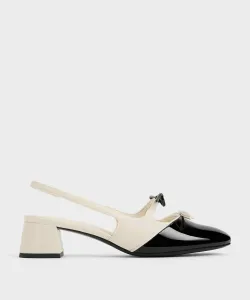 Туфли-лодочки Dorri с двойной бантом и открытой пяткой Charles & Keith, цвет Chalk