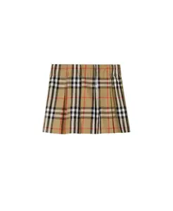 Хлопковая юбка в складку в клетку для девочек - для малышек. Burberry, бежевый