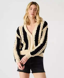 Женский кардиган Lucas в полоску с застежкой на пуговицы спереди Steve Madden, черный