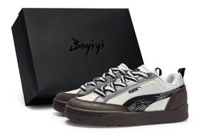 Повседневные устойчивые к ударам, быстросохнущие, износостойкие низкие скейтерские кроссовки унисекс бежевый черный PUMA