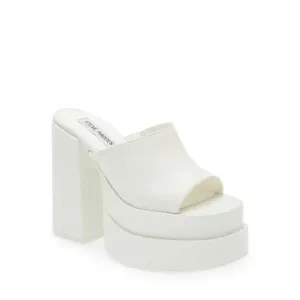 Сандалии Cagey CAGE03S1, белые, кожаные, на блочном каблуке, ZAP766 Steve Madden