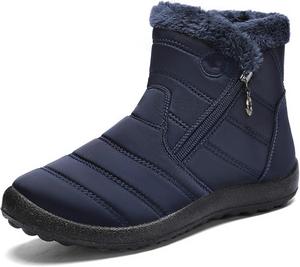 Женские зимние сапоги с меховой подкладкой, ботильоны с боковой молнией, водонепроницаемые, противоскользящие, теплые обувь для женщин для улицы Generic, Blue