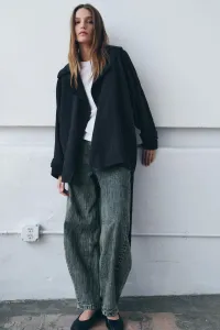 Короткий струящийся тренч из коллекции zw Zara, темно-синий