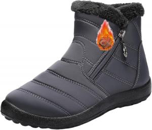 Женские уютные зимние водонепроницаемые ортопедические ботинки с противоскользящей подошвой, легкие, с боковой молнией, на щиколотку, с меховой подкладкой, снегоступы на щиколотку Generic, Grey