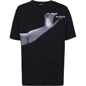 Футболка с принтом классической статуи BALMAIN, черная