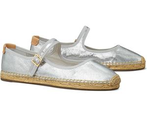 Туфли на плоской подошве Tory Burch Mary Jane Espadrille, цвет Silver/Gray/Natural