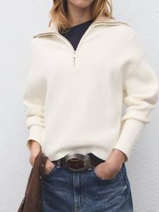 Rizon Zip Neck Jumper Mango, Lt Pastel Grey