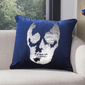 Подушка декоративная Safavieh Rayen Skull, 20x20 см, синий