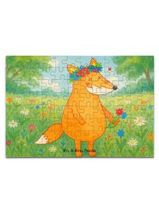 Mr. & Mrs. Panda Дизайн цветка в виде лисы-головоломки без слов, выполненный белым цветом