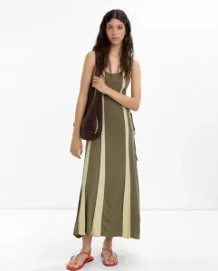 Длинное платье на бретелях в полоску Parfois, хаки