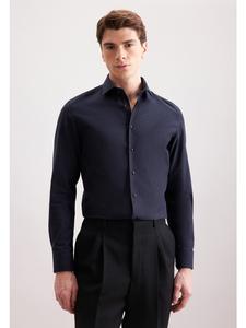 Облегающая фланелевая рубашка темно-синего цвета Seidensticker