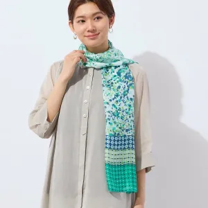 Шелковый палантин с геометрическим узором Lobjie, цвет Green