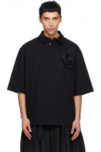 Регбийная футболка-поло с прессованной розеткой Simone Rocha, черный