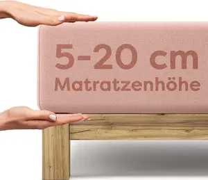 Простыня на резинке 180x200 - 200x200, 100% хлопок, простыня для матрасов от 5 до 20 см - Wolkenfeld - Прочная, эластичная, нескользящая - Розовый Unbekannt