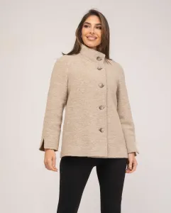 Женское пальто с комбинированной подкладкой, рукавом реглан и воротником-планкой Fsh, бежевый