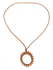 Ожерелье с подвеской из кожи золотистого оттенка MAX MARA, коричневый