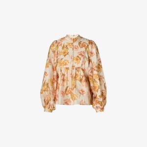 Блуза Malina Pernilla из сатина с рукавами-фонариками, бежевый