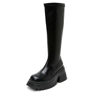 Help Женские черные высокие сапоги на каблуке 8 см без подкладки, цвет Black Unlined