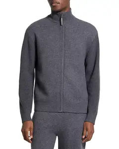 Шерстяной свитер с длинными рукавами и свободным кроем, с высоким воротником-стойкой. Theory, серый