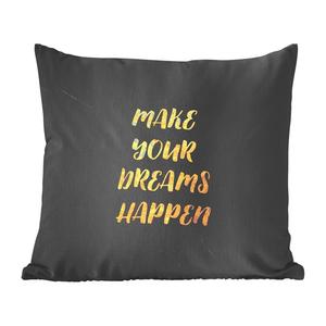 Декоративная подушка MuchoWow, диванная подушка, декоративная подушка для гостиной, 60 х 60 см, цитаты - мечта - золото - мрамор - чехол на подушку - хлопчатобумажная ткань - декоративные наволочки, мультиколор