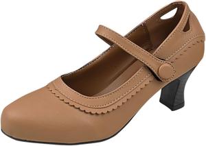 Женские универсальные туфли на невысоком каблуке с заостренным носком, нарядные туфли на низком каблуке, винтажные сандалии из веганской кожи с ремешком на щиколотке Ctreela, Khaki