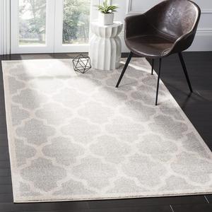 Ковер SAFAVIEH, 92 x 153 см, Amherst Collection, Light Grey & Beige, Moroccan Trellis Design, без ворса и простой в уходе, идеален для помещений с высокой проходимостью: прихожая, гостиная, спальня (AMTW420B)