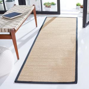 Ковер-дорожка SAFAVIEH, 77 x 244 см, Natural Fiber Collection - Maize & Black, Sisal, тканое плетение с каймой (NF141A)