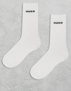 Носки Hugo Red, 2 пары, белые, с оборкой по краю