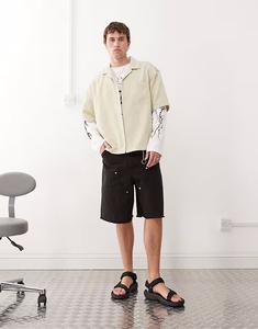 Рубашка свободного покроя вельветового кроя Revere бежевого цвета Weekday