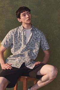 Рубашка с короткими рукавами из 100% хлопка с принтом листьев Jackstone Barbour, зеленый