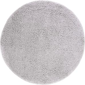Ковер SAFAVIEH, 201 x 201 см, Flokati Shag, круглый, Silver, однотонный дизайн, без линьки и простой в уходе, идеально для помещений с высокой проходимостью в гостиной, спальне (FLK950F)