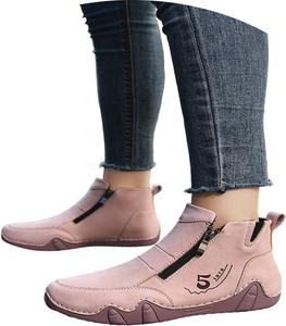 Женские повседневные удобные ботильоны на плоской подошве, зимние с утепленной подкладкой, для ежедневной носки Generic, Pink