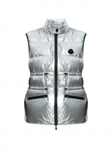 Стеганый жилет на кулиске Moncler, серебряный