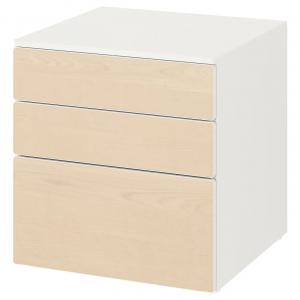 Комод с 3 ящиками SMÅSTAD/PLATSA IKEA, 60x57x63 см, цвет white/birch
