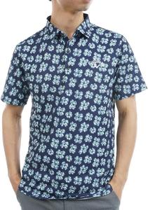 Мужская поло-рубашка Callaway C23134112 с коротким рукавом (рисунок «Насекомое и цветок», впитывает пот, быстро сохнет, защищает от УФ-излучения, антибактериальная), для гольфа, темно-синий