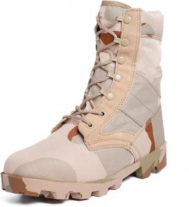 Женские высокие тактические военные ботинки на шнуровке из замши и кожи с камуфляжным принтом Qklmwes, бежевый