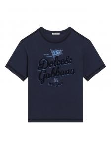 Футболка с логотипом Dolce & Gabbana Kids, синий