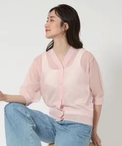 Прозрачный кардиган с V-образным вырезом 5SL United Arrows, цвет Lt.Pink