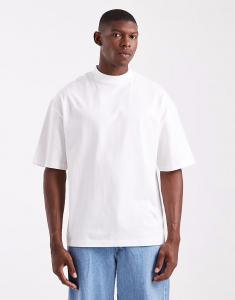 Футболка Essentials свободного кроя с высоким воротом белого цвета Asos Design