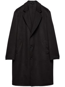 Однобортное шерстяное пальто Prada, черный