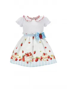 Коктейльное платье popeline fragole a balze/вечернее платье Monnalisa, Bianco-Rosso