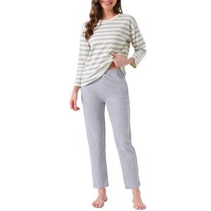Женский лонгслив с круглым вырезом и брюками в милом принте, хлопковый комплект для сна Inspire Chic, Grey Stripe