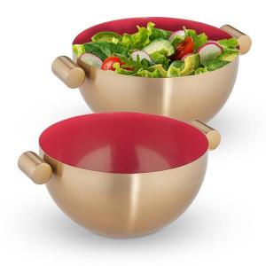 2 сервировочные миски из нержавеющей стали диаметр 20 см. Relaxdays, желтый