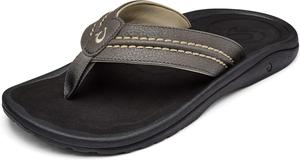 Мужские пляжные сандалии OLUKAI Hokua, быстросохнущие шлепанцы, водоотталкивающие с резиновой подошвой с хорошим сцеплением на мокрой поверхности, стелька из прессованного материала и мягкая комфортная посадка, Kona/Onyx