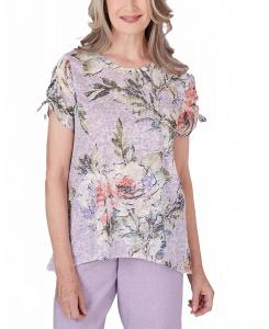 Лавандовый топ для садовой вечеринки с цветочным принтом Alfred Dunner