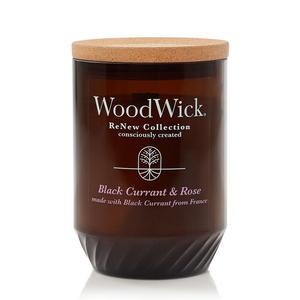 Свеча WoodWick ReNew в большой банке с черной смородиной и розой, белый