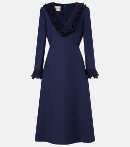 Платье миди Crepe Couture с бантом Valentino, Indaco