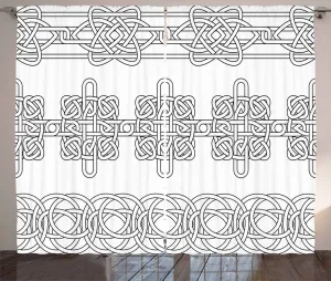 Шторы ABAKUHAUS в ирландском деревенском стиле, трафаретная роспись в стиле аборигенов, универсальные ленточные шторы для гостиной с петлями и крючками, 280 x 245 см, черно-белые Abakuhaus