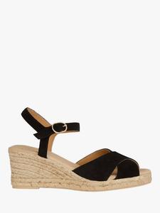 Босоножки на танкетке из замши и джута gelsa low c Geox, черный