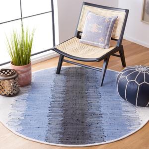 SAFAVIEH Montauk Collection ковер 183 x 183 см круглый серый/черный MTK710A ручной работы полосатый с бахромой хлопковый